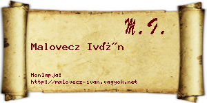 Malovecz Iván névjegykártya